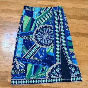 Chico's Blue & Green Geometric Print Skirt  | Size 3
